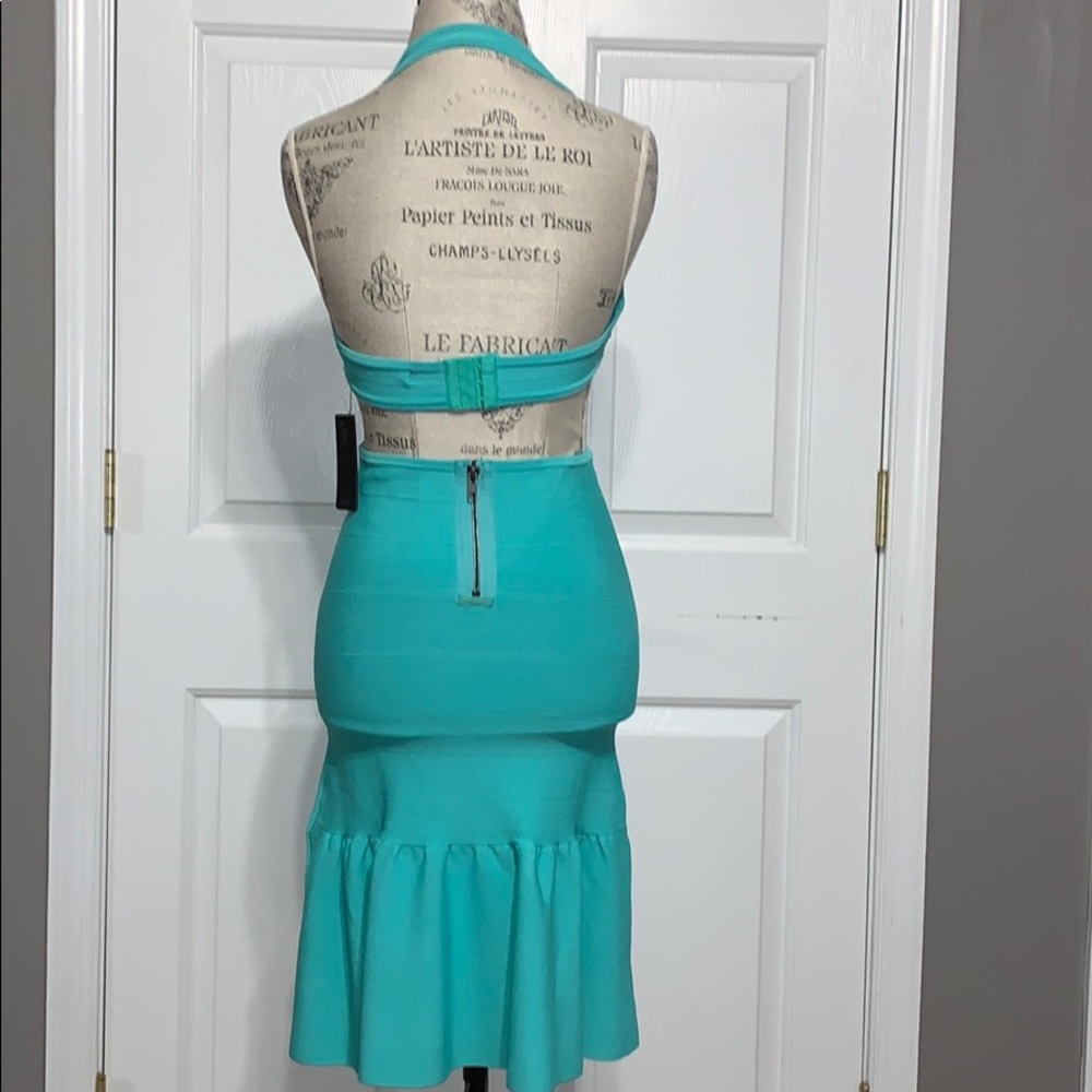 Turquoise Aqua Guess Mirage Halter CutOut Dress - Picture 4 of 8